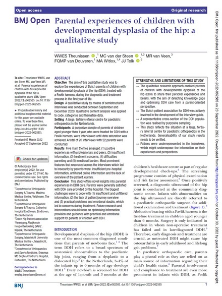 Artikel BMJ Open Pavlik-behandeling